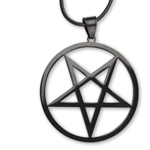 Black Pendant steel Plain Pentagram