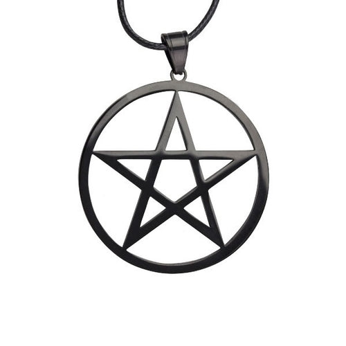 BLACK PENDANT STEEL PLAIN PENTAGRAM