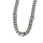 Barbed Wire Tank Chain Necklace – Stainless Steel
