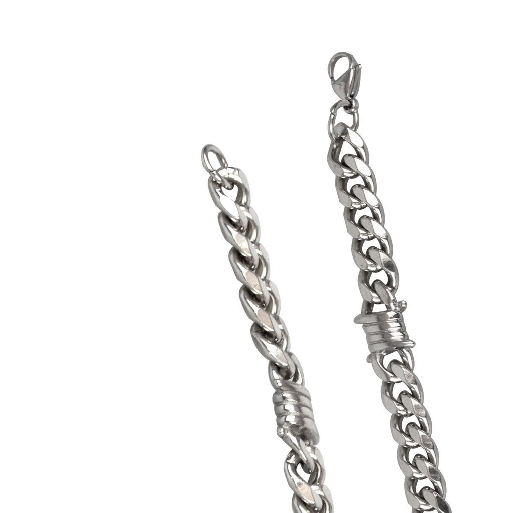Barbed Wire Tank Chain Necklace – Stainless Steel