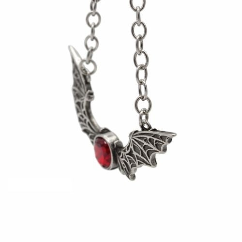Bat necklace with purple stone
