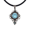 Rhea Gothic Filigree Pendant – Stainless Steel with Faceted Stone