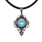 Rhea Gothic Filigree Pendant – Stainless Steel with Faceted Stone