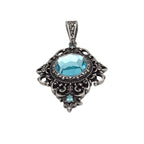 Rhea Gothic Filigree Pendant – Stainless Steel with Faceted Stone