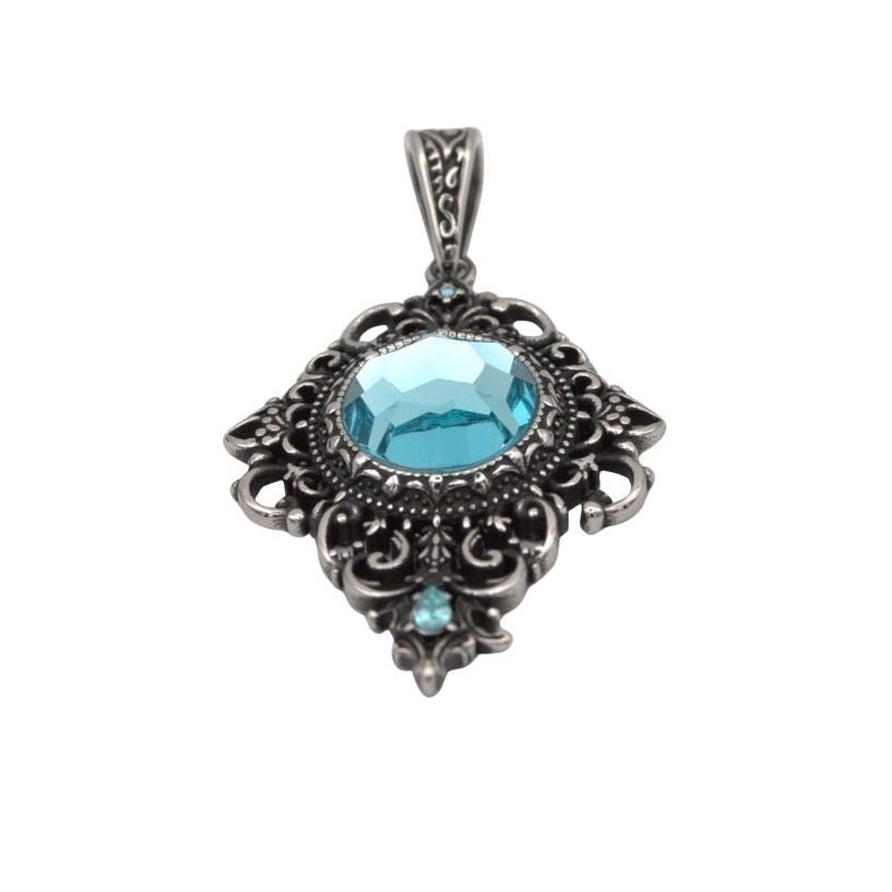 Rhea Gothic Filigree Pendant – Stainless Steel with Faceted Stone