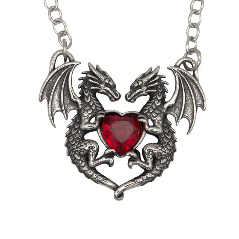Dragon Heart Stainless Steel Necklace with Zirconia