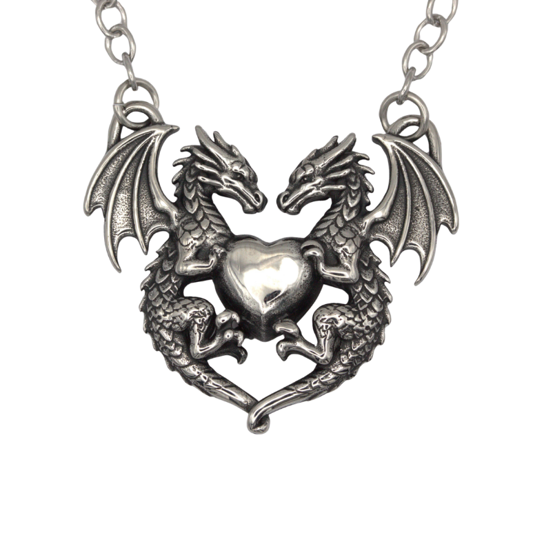 Dragon Heart Stainless Steel Necklace with Zirconia