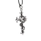 Snake Cross Pendant – Stainless Steel & Black Zirconia