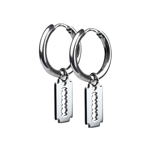 STAINLESS STEEL EARRINGS RAZOR BLADE