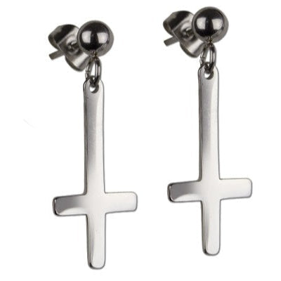 STEEL EARRINGS CROSS