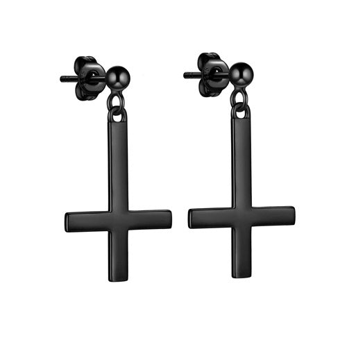 STEEL EARRINGS CROSS