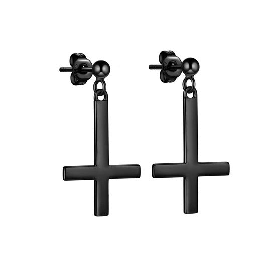 STEEL EARRINGS CROSS