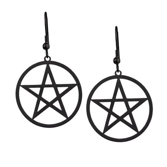 EARRINGS BLACK PENTACLE