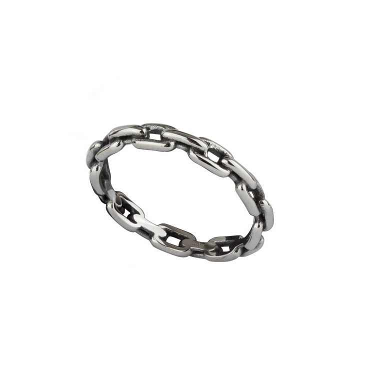 Narrow stainless steel ring with chain design, Width: approx. 3.5 mm, Material: stainless steel.