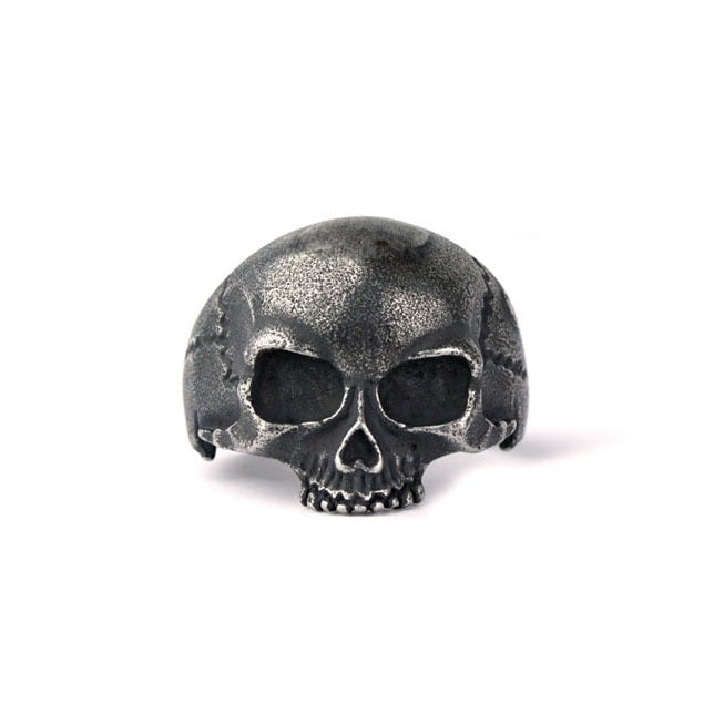 Stainless steel ring skull oxidized, Width: approx. 2.2 cm, Material: polished stainless steel.