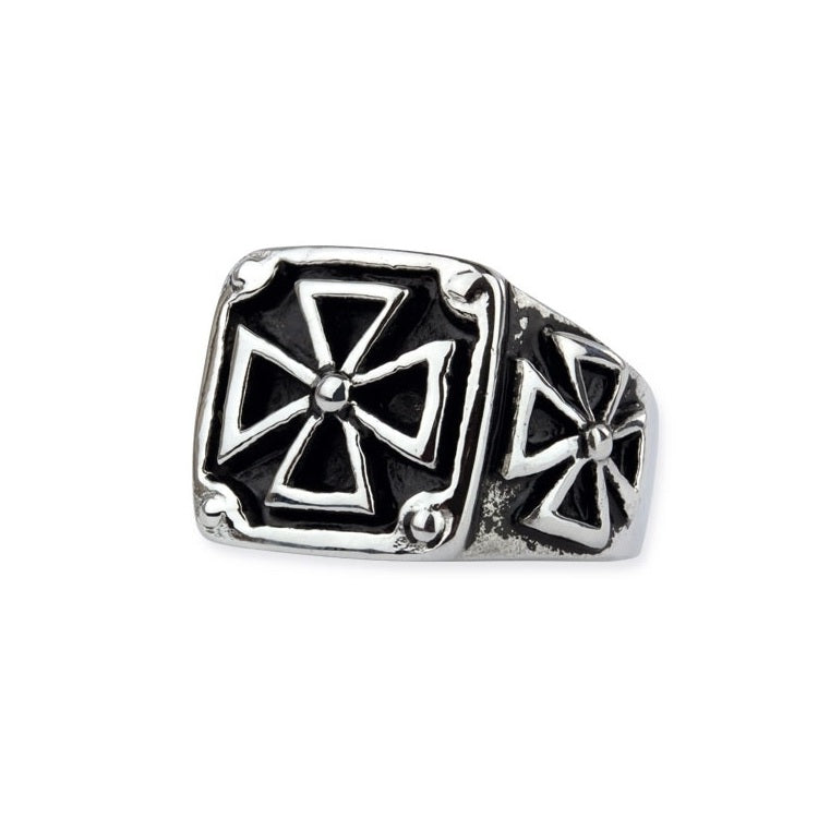 Stainless steel Black Iron Cross ring width 1,6 cm, Material: Stainless steel with black enamel.