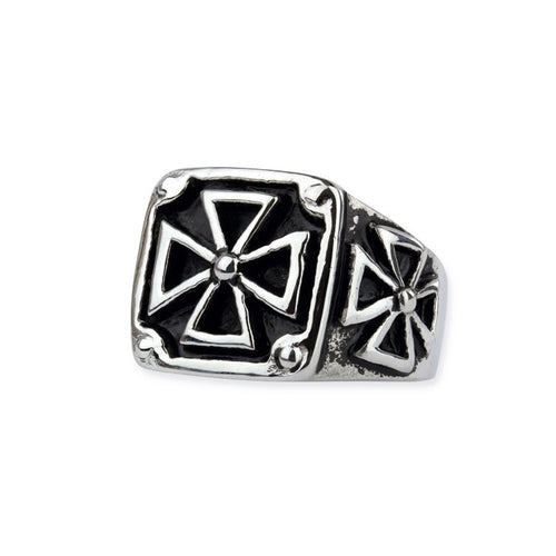 Stainless steel Black Iron Cross ring width 1,6 cm, Material: Stainless steel with black enamel.