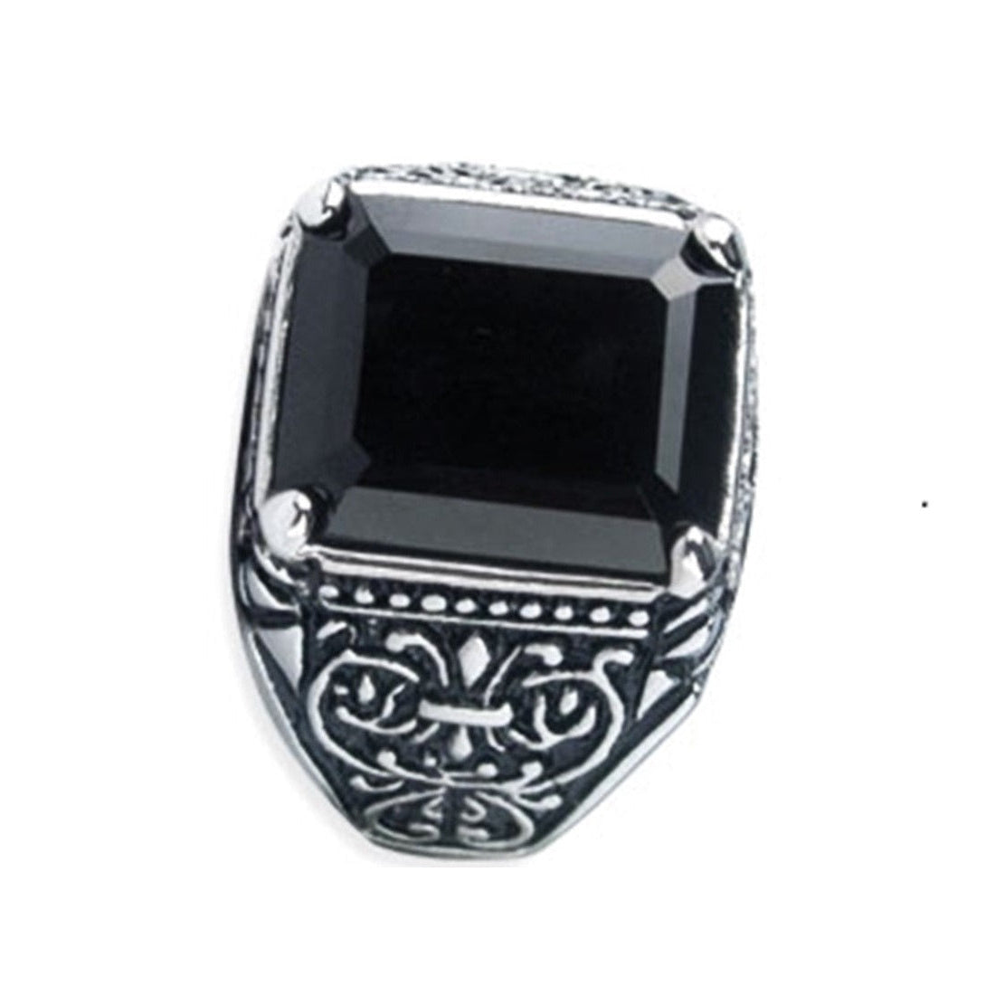 BLACK ORNAMENT STEEL RING
