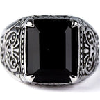 Black Ornament Steel Ring