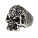 SKULL WITH STONE STEEL RING