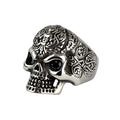 SKULL WITH STONE STEEL RING