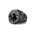 Ornament Lily stainless steel ring Height: approx. 2.0 cm, Material: stainless steel with zirconia.