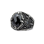Ornament Lily stainless steel ring Height: approx. 2.0 cm, Material: stainless steel with zirconia.