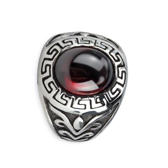 MEANDER CRYSTAL STEEL RING