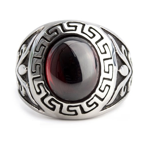 MEANDER CRYSTAL STEEL RING