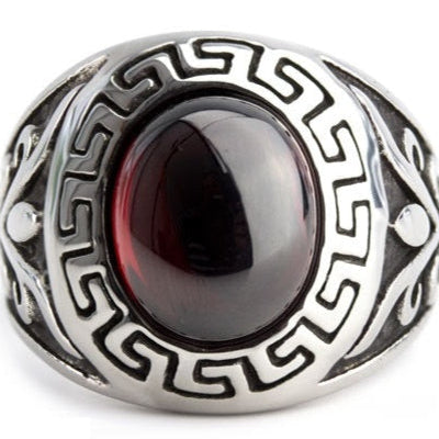 MEANDER CRYSTAL STEEL RING