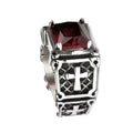 CRYSTAL CROSS STEEL RING