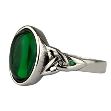 Celtic Green Steel Ring