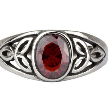 Celtic Red Steel Ring
