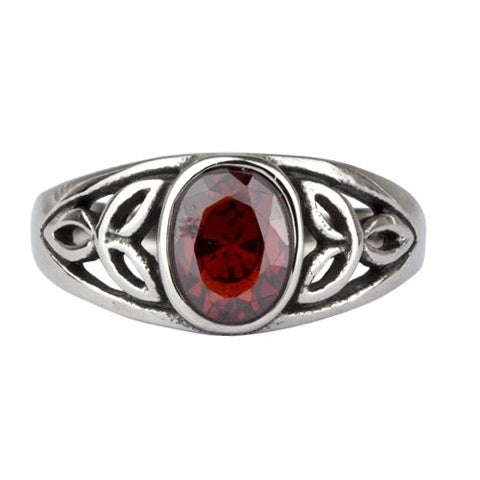 Celtic Red Steel Ring