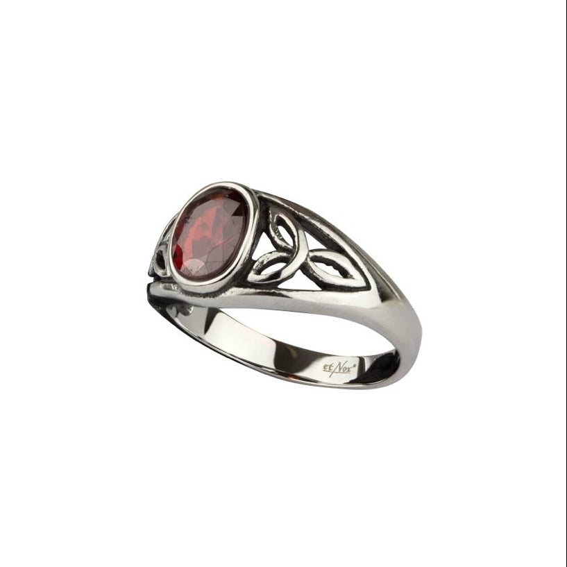 Stainless steel ring with Celtic design and stone, Height: approx. 1.0 mm, Material: stainless steel with zirconia.