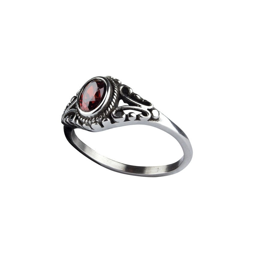 Stainless steel ring decorated with stone, Height: approx. 1.0 mm, Material: stainless steel with zirconia.