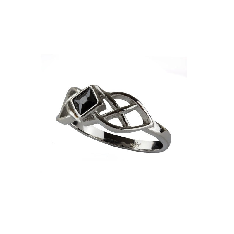 Stainless steel ring with Celtic design and black stone, Height: approx. 0.8 mm, Material: stainless steel with zirconia.