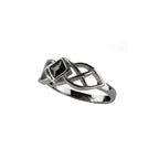 Stainless steel ring with Celtic design and black stone, Height: approx. 0.8 mm, Material: stainless steel with zirconia.