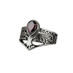 Stainless steel ring with stone, design: tree of life with a teardrop-shaped stone as a crown, Height: approx. 1.8 mm, Material: stainless steel with zirconia.