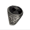 BLACK FLOWER STEEL RING