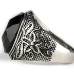 Black Flower Steel Ring