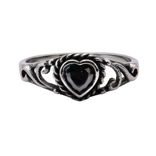 Black Heart Steel Ring