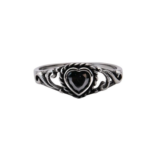 Stainless steel ring with heart design and stone, Width: approx. 0.8 mm, Material: stainless steel with zirconia.