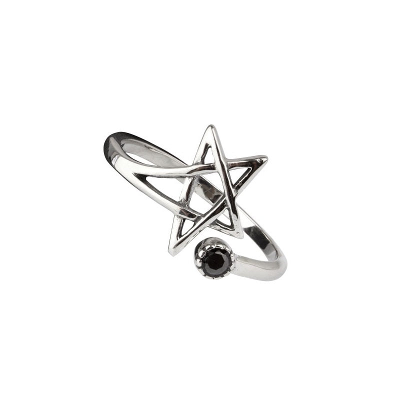 Expertly crafted from stainless steel, this "Pentagram" ring is adorned with sleek black zirconia. With a width of 2.0 cm, this stylish ring adds a touch of edge to any outfit. Made to last, its durable material ensures long-lasting wear