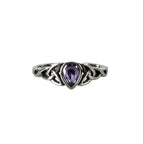 Stainless steel ring with a purple stone in the shape of a teardrop, Width: approx. 0.8 mm, Material: stainless steel with zirconia.