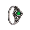 GREEN NAVETTE STEEL RING