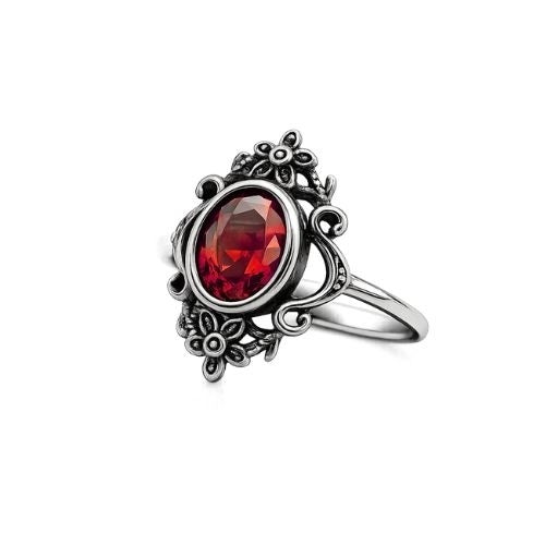 Flowers Stainless Steel Ring with Zirconia - Floral Ornament 4 Colours