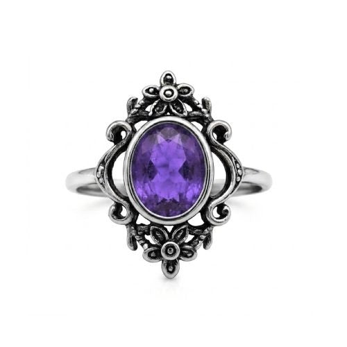 Flowers Stainless Steel Ring with Zirconia - Floral Ornament 4 Colours