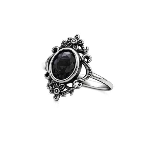 Flowers Stainless Steel Ring with Zirconia - Floral Ornament 4 Colours