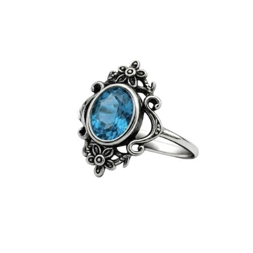 Flowers Stainless Steel Ring with Zirconia - Floral Ornament 4 Colours
